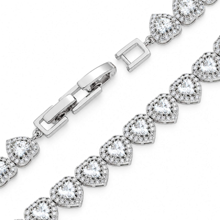 Brățară Angel Heart Argintie cu Cristale Albe, Lungime Reglabilă 18 cm - Aliaj Rodiat [2]