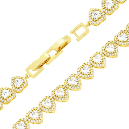 Brățară Angel Heart Aurie cu Cristale Albe 7,5 mm, Reglabilă 17–18 cm – Placată Aur 18K [2]