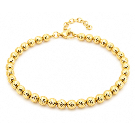 Brățară Argint cu Bile 4mm Placate Aur 18K, Reglabilă, Unisex – Elegantă & Cadou Premium [3]