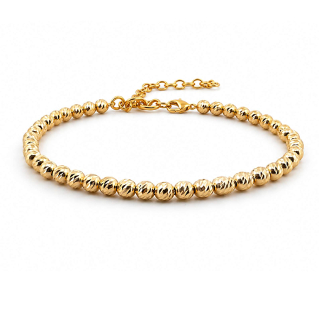 BRATARI - Brățară Argint cu Bile 4mm Placate Aur 18K, Reglabilă, Unisex – Elegantă & Cadou Premium
