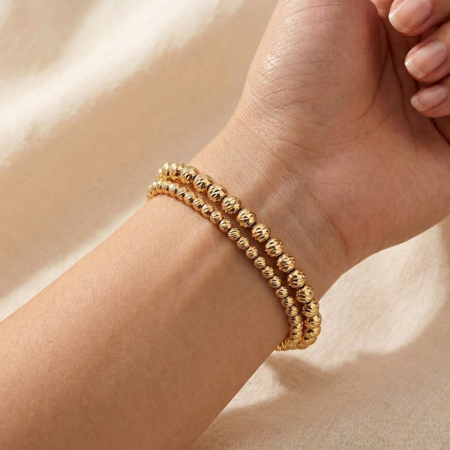 Brățară Argint cu Bile 4mm Placate Aur 18K, Reglabilă, Unisex – Elegantă & Cadou Premium [2]