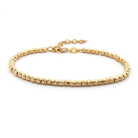 Bratari argint femei - Brățară Damă Argint cu Bile 3mm Placate Aur 18K, Reglabilă – Elegantă & Cadou Premium