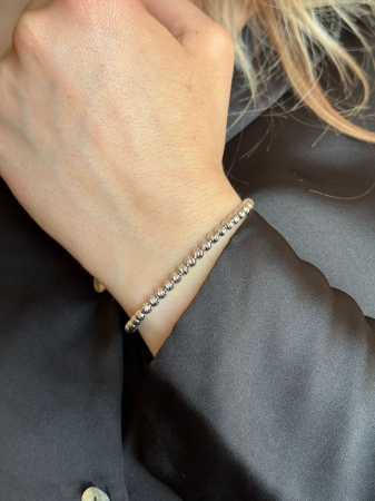 Bratari argint barbati - Brățară Argint cu Bile 4mm și Lanț de Extensie, Reglabilă, Unisex