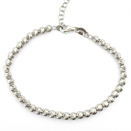 Brățară Argint cu Bile 4mm și Lanț de Extensie, Reglabilă, Unisex [3]