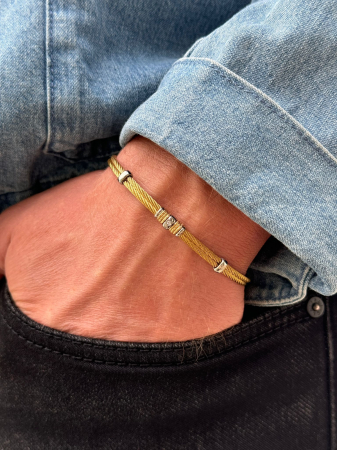 Brățară Bărbați cu Diamant de 0.015ct, din Oțel Inoxidabil Auriu [3]