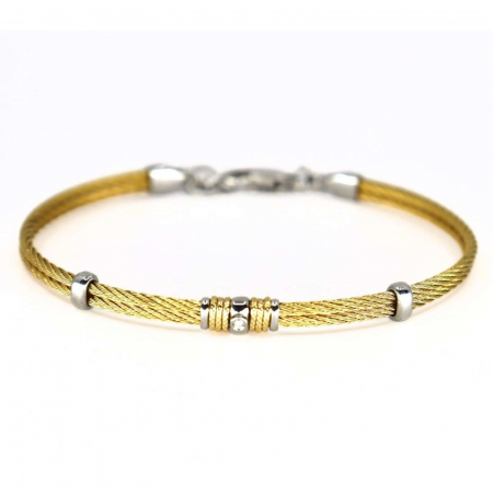 Brățară Bărbați cu Diamant de 0.015ct, din Oțel Inoxidabil Auriu [7]