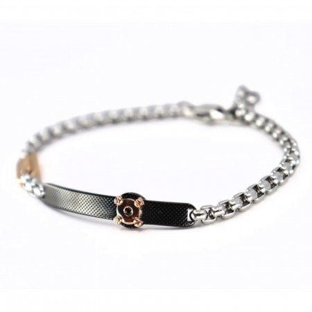 Brățară Bărbați cu Diamant Negru Natural de 0.025ct, Oțel Inoxidabil [6]