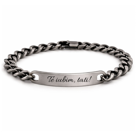 Bratari inox barbati - Brățară Bărbați cu Plăcuță Personalizată - Oțel Inoxidabil Mat - Gravură Laser cu Garanție pe Viață