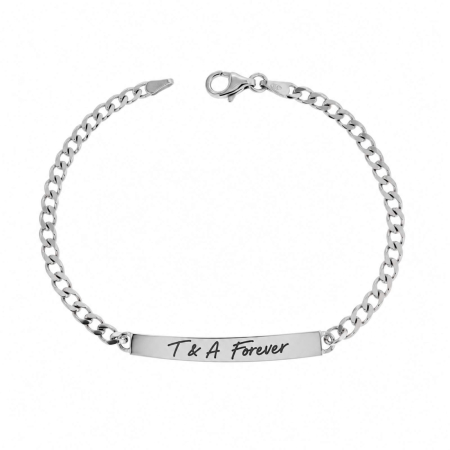 Bratari Barbati cu Placuta Personalizata - Brățară Bărbați Personalizată Argint 925, Lanț Cuban 19 cm – Plăcuță 35 x 4 mm