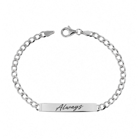 Bratari Barbati cu Placuta Personalizata - Brățară Bărbați Personalizată Argint 925, Lanț Cuban 20 cm – Plăcuță 39 x 5.3 mm