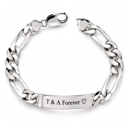 Brățară Bărbați Personalizată Argint 925, Lanț Figaro 22 cm – Plăcuță 50 mm [0]