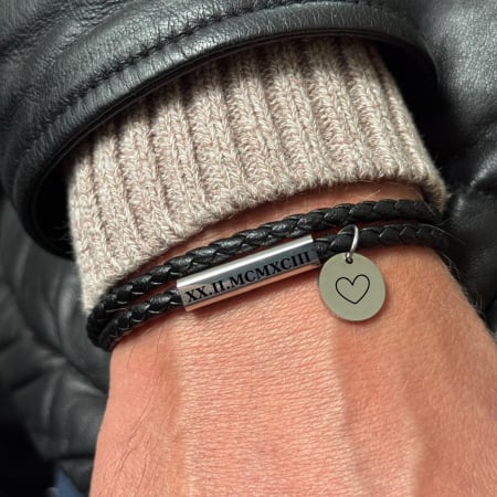 Bratari piele barbati - Brățară Bărbați Personalizată cu Bănuț 12mm și Închidere Magnetică – Piele Naturală, Inox Premium