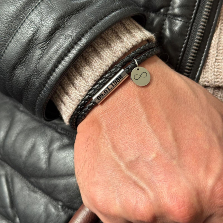 Brățară Bărbați Personalizată cu Bănuț 12mm și Închidere Magnetică – Piele Naturală, Inox Premium [3]