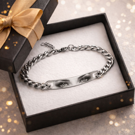 Brățară Bărbați Personalizată cu Fotografia Ochilor – Inox Premium, Gravură Laser, Cadou Emoțional Unic [2]