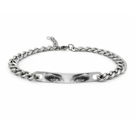 Bratari inox barbati - Brățară Bărbați Personalizată cu Fotografia Ochilor – Inox Premium, Gravură Laser, Cadou Emoțional Unic