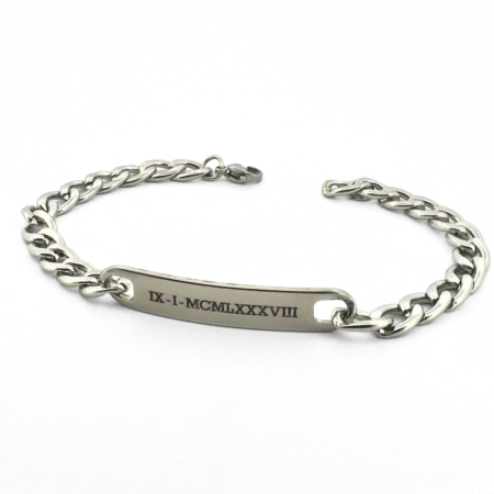 Brățară Bărbați Personalizată Gravură Text – Plăcuță Inox 40x8 mm, Lungime 25 cm, Reglabilă [7]