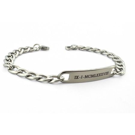 Brățară Bărbați Personalizată Gravură Text – Plăcuță Inox 40x8 mm, Lungime 25 cm, Reglabilă [16]