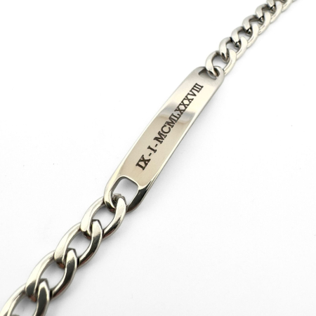 Brățară Bărbați Personalizată Gravură Text – Plăcuță Inox 40x8 mm, Lungime 25 cm, Reglabilă [9]