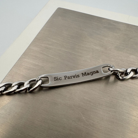 Brățară Bărbați Personalizată Gravură Text – Plăcuță Inox 40x8 mm, Lungime 25 cm, Reglabilă [13]