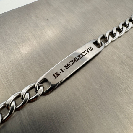 Brățară Bărbați Personalizată Gravură Text – Plăcuță Inox 40x8 mm, Lungime 25 cm, Reglabilă [19]