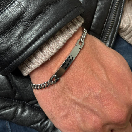 Brățară Bărbați Personalizată - Plăcuță și Lanț Cuban din Inox cu Aspect Lucios, Lungime 21 cm [2]
