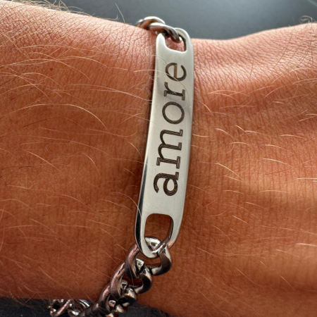 Brățară Bărbați Personalizată cu Nume sau Mesaj – Plăcuță Inox 40x8 mm, Lanț Reglabil [2]