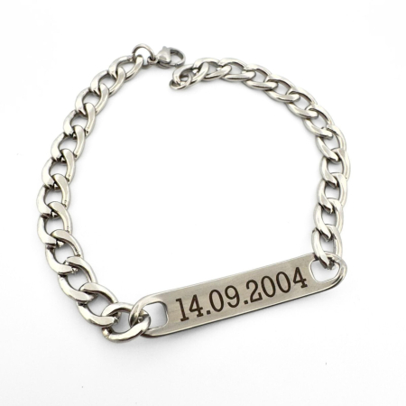 Brățară Bărbați Personalizată cu Nume sau Mesaj – Plăcuță Inox 40x8 mm, Lanț Reglabil [6]