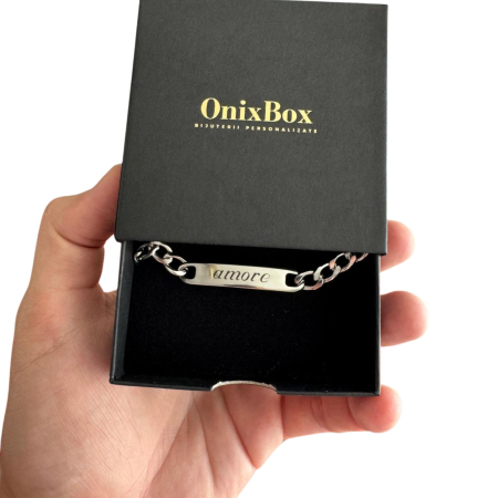 Brățară Bărbați Personalizată cu Fotografia Ochilor – Plăcuță Inox 40x8 mm, Lungime 23 cm, Reglabilă [3]