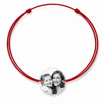 Bratari Argint Personalizate - Bratara cu banut argint personalizat cu poza - Bratara snur