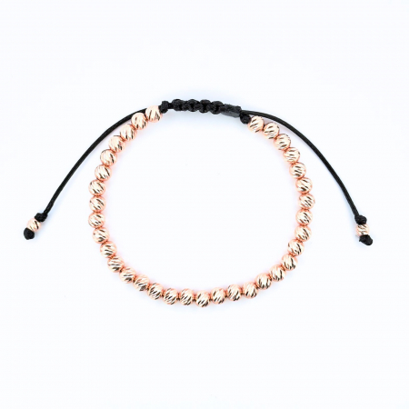 Brățară cu Bile de 5mm din Aur Roz 14K 585, Șnur Reglabil Rezistent la Apă, Unisex [1]