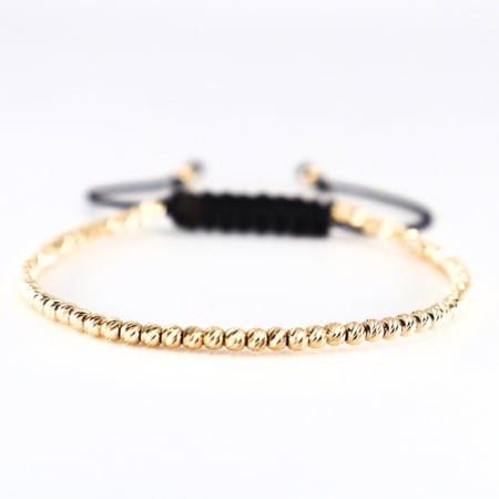 Brățară cu Bile de Aur 14K 2.5 mm pentru Damă, Șnur Reglabil [0]