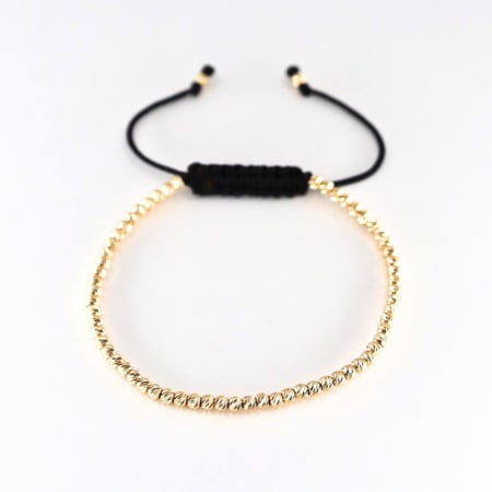 Brățară cu Bile de Aur 14K 2.5 mm pentru Damă, Șnur Reglabil [1]
