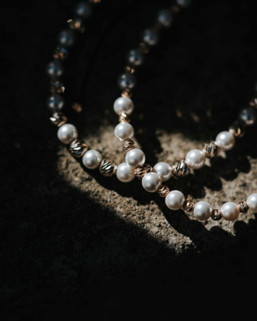 Brățară cu Bile de Aur Damă, Perle Stil Mallorca și Închizătoare cu Extensie Lanț, Reglabilă [7]