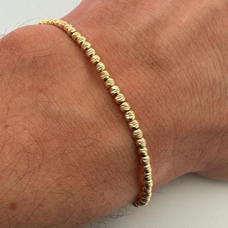 Brățară cu Biluțe de Argint Placate cu Aur 18K, Șnur Reglabil, Unisex [2]