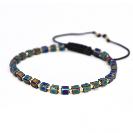 Bratari bilute aur - Brățară cu Biluțe de aur 14K și Mărgele Miyuki Multicolor, Șnur Reglabil