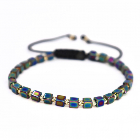 Bratari bilute aur - Brățară cu Biluțe de aur 14K și Mărgele Miyuki Multicolor, Șnur Reglabil