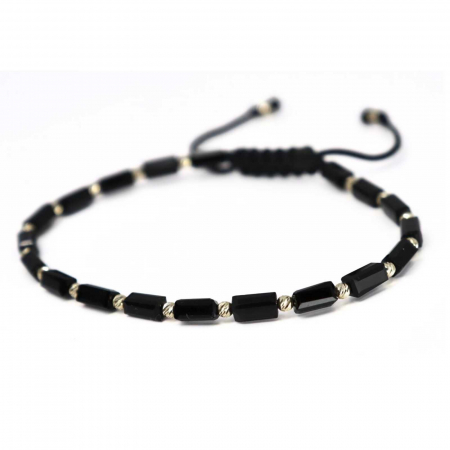 Brățară cu Biluțe de Aur Alb 14K, Cristale și Șnur Reglabil [5]