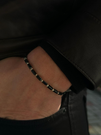 Brățară cu Biluțe de Aur Alb 14K, Cristale și Șnur Reglabil [2]