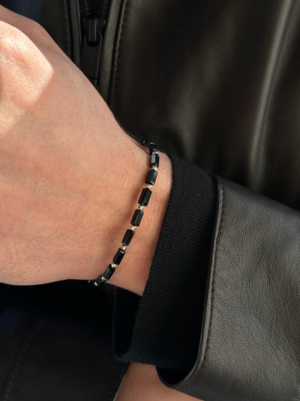 Brățară cu Biluțe de Aur Alb 14K, Cristale și Șnur Reglabil [1]