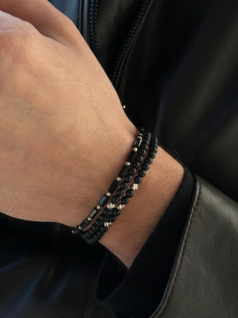 Brățară cu Biluțe de Aur Alb 14K, Cristale și Șnur Reglabil [4]