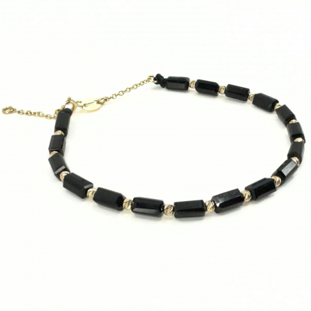 Brățară cu Biluțe de Aur Damă, Cristale Sticlă și Închizătoare cu Extensie Lanț, Reglabilă [1]