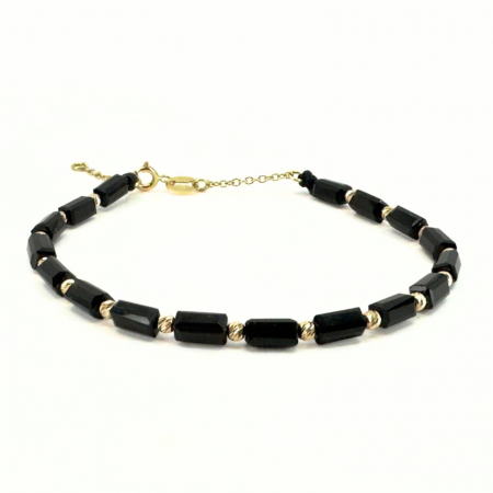 Brățară cu Biluțe de Aur Damă, Cristale Sticlă și Închizătoare cu Extensie Lanț, Reglabilă [0]