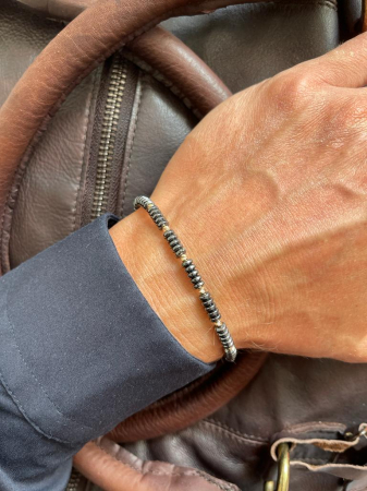 Bratari bilute aur - Bratara cu bilute de aur si hematit discuri 4 mm, snur reglabil