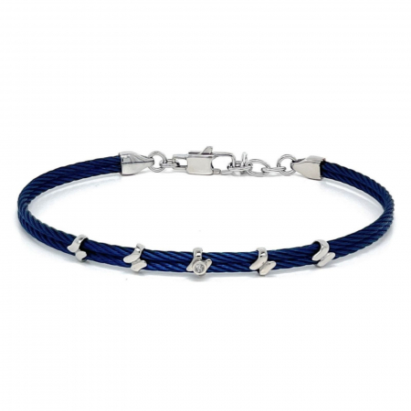 Bratari cu diamante - Brățară cu Diamant 0.015ct din Oțel Inoxidabil Albastru, pentru Bărbați