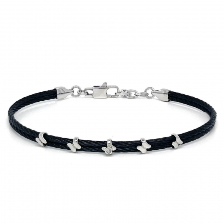 Bratari cu diamante - Brățară cu Diamant 0.015ct din Oțel Inoxidabil Negru, pentru Bărbați