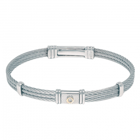 Bratari cu diamante - Brățară cu Diamant Natural 0.015ct pentru Bărbați, din Oțel Inoxidabil și Aur 18K