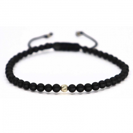 Brățară cu Șnur, Biluțe de Aur Alb 14K și Onix [0]