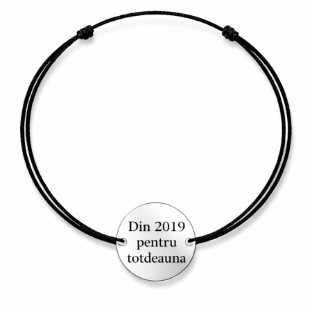 Bratari Argint Personalizate - Bratara cu snur si banut gravat Argint 925