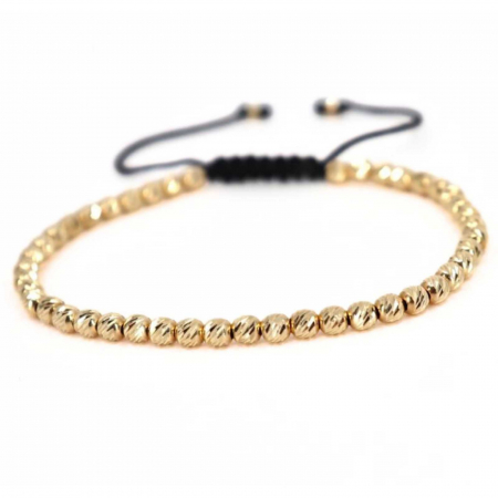 Brățară cu șnur și bile de Aur 14K 4 mm [5]