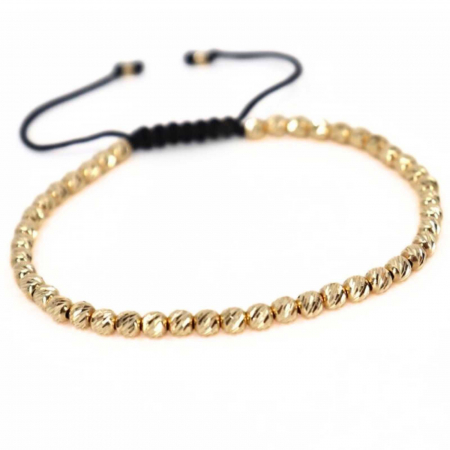 Brățară cu șnur și bile de Aur 14K 4 mm [2]